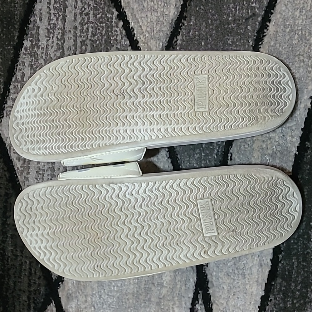VS PINK WHITE OMBRE LOGO STRAP SLIDES SANDALS - Picture 6 of 9
